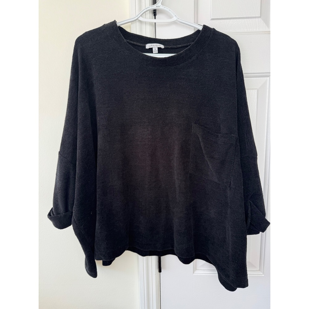 White Birch Black Textured Knit Oversized Pocket Sweater Top‎ Women's Size S
